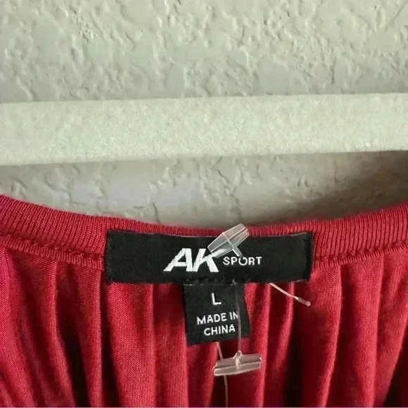 Anne Klein Sport Women’s Kelyn Deep Claret Raglan Sleeves Pleated Top Size L NWT - Picture 11 of 13